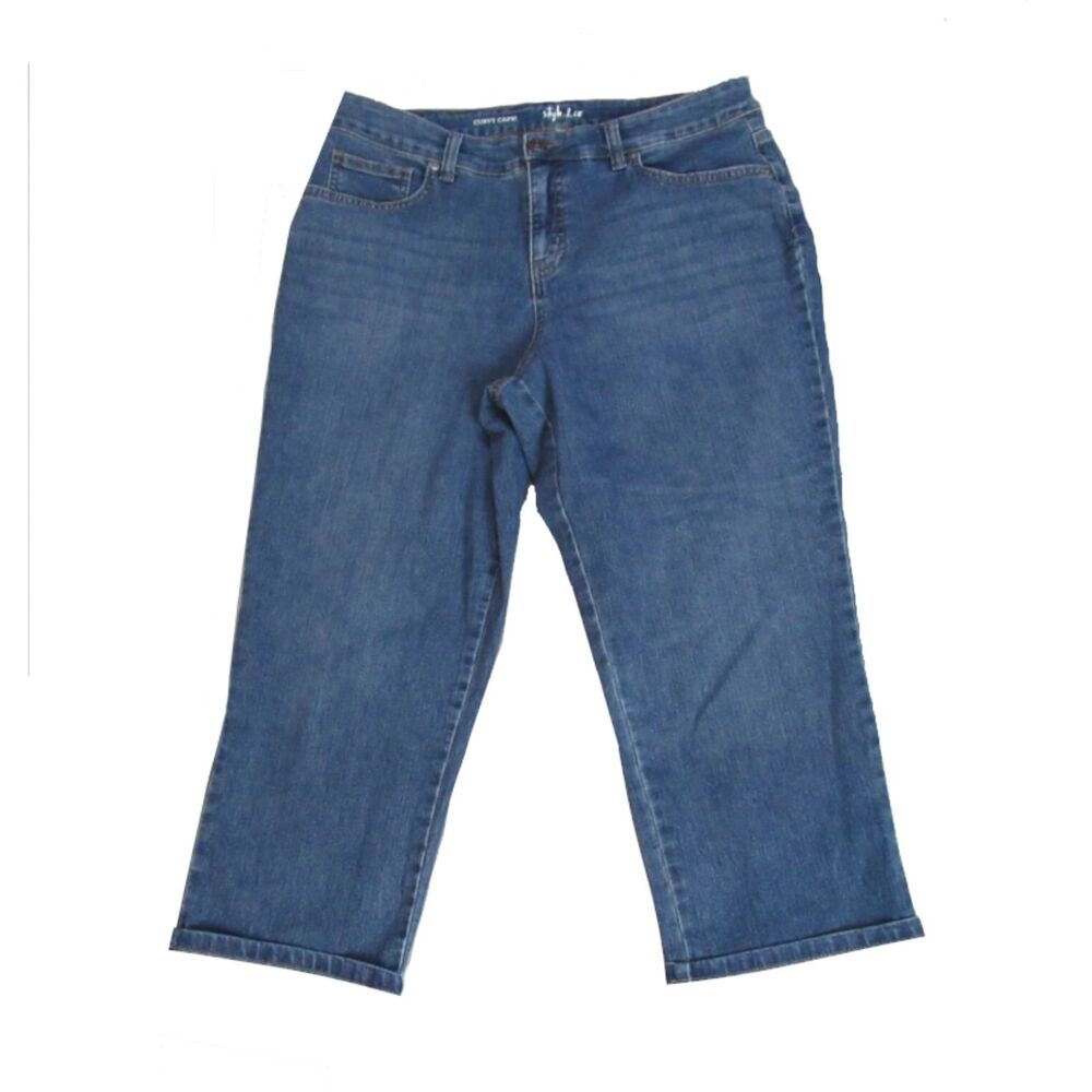 Style & Co Womens Blue Curvy Capri Denim Size 10
